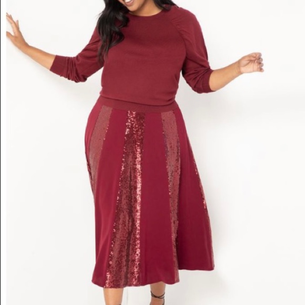 NWT Eloquii Sequin Skirt with Godets